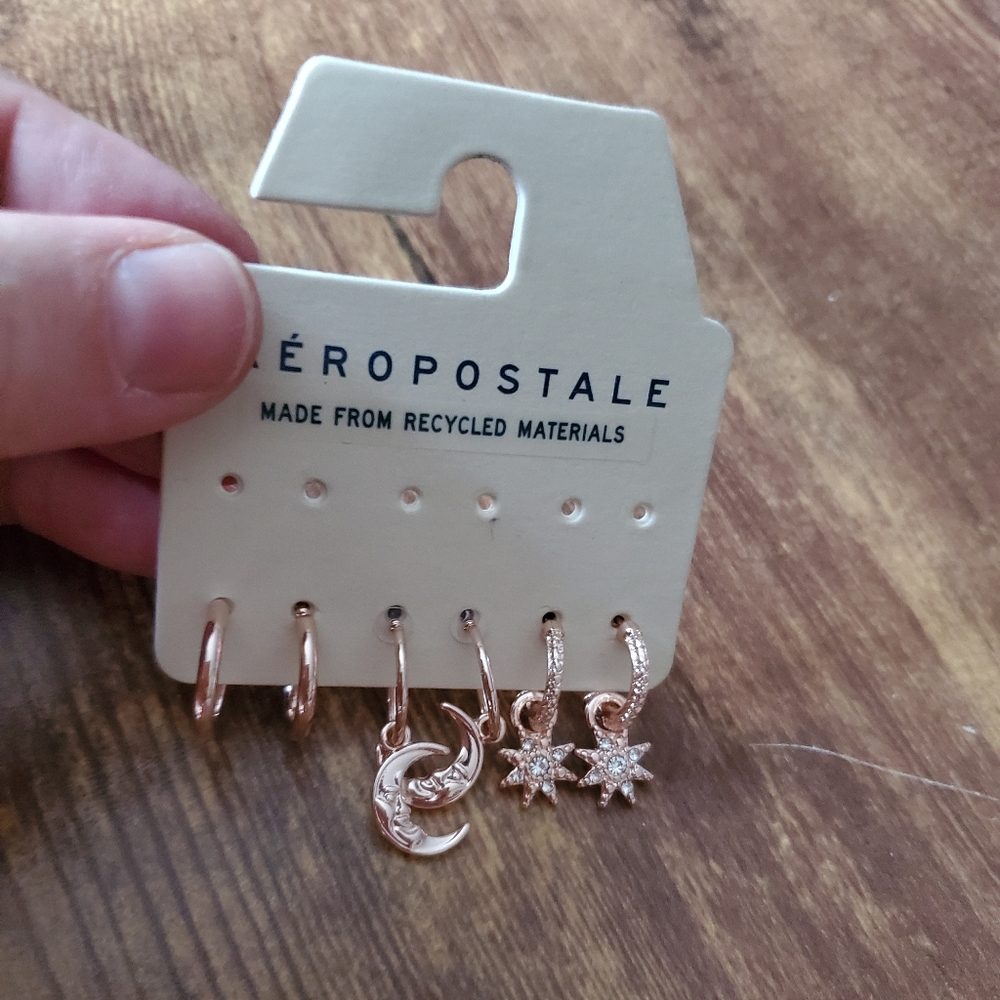 Aeropastle 3pk Crystal Gold astronomy bundle earrings